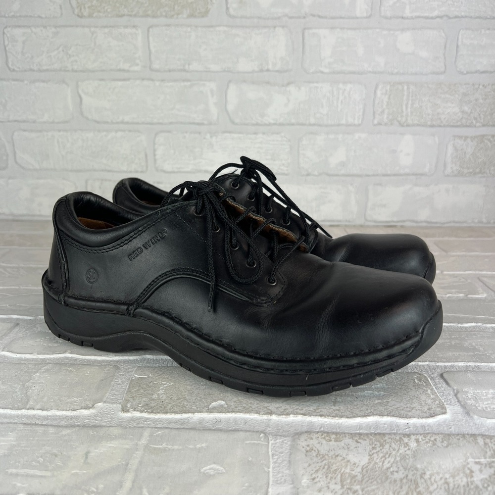 Red Wing Shoes Men 9.5 D Black Leather SD 8703 Work Oxford Slip Resistant Oxford